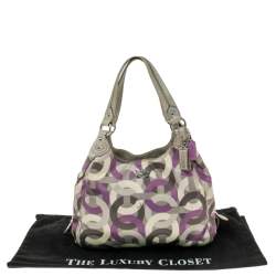 Pre Owned Coach Multicolor Signature Canvas and Leather Madison Maggie Hobo