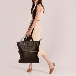 Pre Owned Coach Brown Leather Charles Foldover Tote