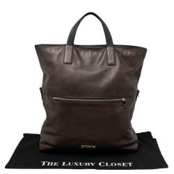 Pre Owned Coach Brown Leather Charles Foldover Tote