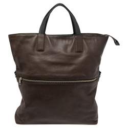 Pre Owned Coach Brown Leather Charles Foldover Tote
