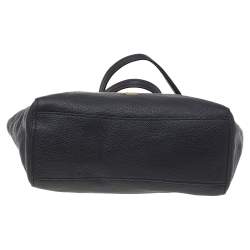 Pre Owned Coach Black Leather Turnlock Chain Tote