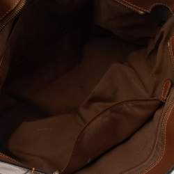 Pre Owned Coach Brown Leather Turnlock Buckle Tote