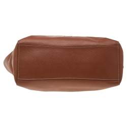 Pre Owned Coach Brown Leather Turnlock Buckle Tote