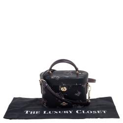 Coach Black Floral Print Leather Vanity Crossbody Bag