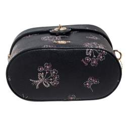 Coach Black Floral Print Leather Vanity Crossbody Bag