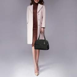 Coach Black Signature Canvas And Leather Double Top Zip Satchel