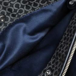 Coach Black Signature Canvas And Leather Double Top Zip Satchel