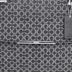 Coach Black Signature Canvas And Leather Double Top Zip Satchel