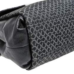 Coach Black Signature Canvas And Leather Double Top Zip Satchel