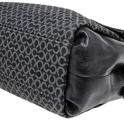 Coach Black Signature Canvas And Leather Double Top Zip Satchel