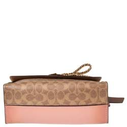 Pre Owned Coach Pink/Beige Leather and Coated Canvas Parker Shoulder Bag