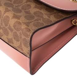 Pre Owned Coach Pink/Beige Leather and Coated Canvas Parker Shoulder Bag