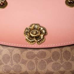 Pre Owned Coach Pink/Beige Leather and Coated Canvas Parker Shoulder Bag