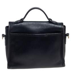 Pre Owned Coach Black Leather Court Top Handle Bag