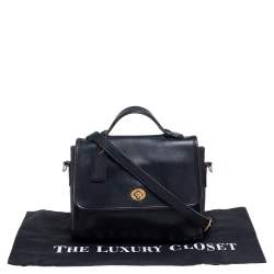 Pre Owned Coach Black Leather Court Top Handle Bag