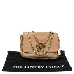 Coach Multicolor Signature Canvas, Snakeskin Embossed Leather, And Leather Mini Cassidy Shoulder Bag