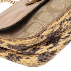Coach Multicolor Signature Canvas, Snakeskin Embossed Leather, And Leather Mini Cassidy Shoulder Bag
