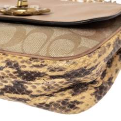 Coach Multicolor Signature Canvas, Snakeskin Embossed Leather, And Leather Mini Cassidy Shoulder Bag