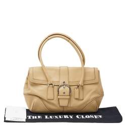 Coach Cream Soho Hamptons Buckle Leather Satchel