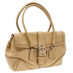 Coach Cream Soho Hamptons Buckle Leather Satchel