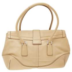 Coach Cream Soho Hamptons Buckle Leather Satchel