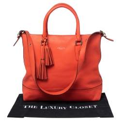 Coach Orange Leather Top Zip Tote 