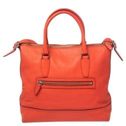 Coach Orange Leather Top Zip Tote 