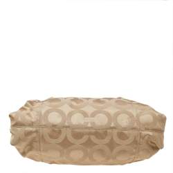Coach Beige/Brown Signature Canvas And Patent Leather Madison Audrey Satchel