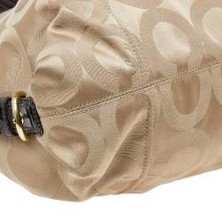 Coach Beige/Brown Signature Canvas And Patent Leather Madison Audrey Satchel