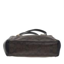 Pre Owned Coach Brown/Black Monogram Canvas And Leather Mini Christie Carryall Satchel