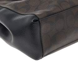 Pre Owned Coach Brown/Black Monogram Canvas And Leather Mini Christie Carryall Satchel