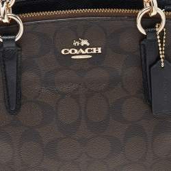 Pre Owned Coach Brown/Black Monogram Canvas And Leather Mini Christie Carryall Satchel