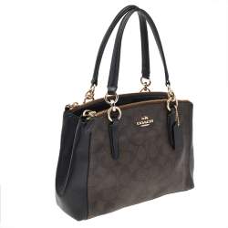 Pre Owned Coach Brown/Black Monogram Canvas And Leather Mini Christie Carryall Satchel