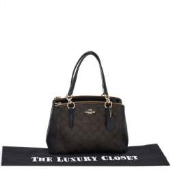 Pre Owned Coach Brown/Black Monogram Canvas And Leather Mini Christie Carryall Satchel