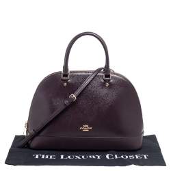 مملوكة مسبقًا Coach Dark Plum Leather Sierra Dome Satchel Bag