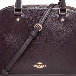مملوكة مسبقًا Coach Dark Plum Leather Sierra Dome Satchel Bag
