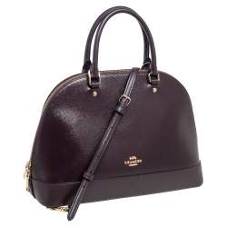 مملوكة مسبقًا Coach Dark Plum Leather Sierra Dome Satchel Bag
