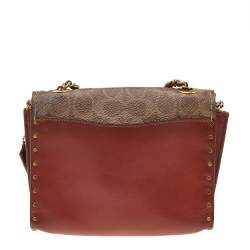 Pre Owned Coach Brown Signature Canvas And Tan Leather Parker Shoulder Bag