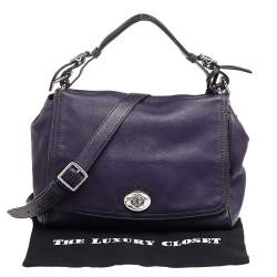 Pre Owned Coach Purple Leather Romy Top Handle Bag
