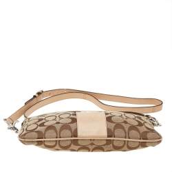 Pre Owned Coach Beige/Cream Signature Canvas And Leather Crossbody Bag
