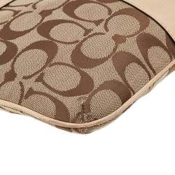 Pre Owned Coach Beige/Cream Signature Canvas And Leather Crossbody Bag