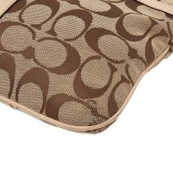 Pre Owned Coach Beige/Cream Signature Canvas And Leather Crossbody Bag