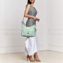 Pre Owned Coach Mint Green Courtney Legacy Leather Shoulder Bag