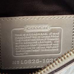 Pre Owned Coach Blue/White Signature Canvas and Leather Crossbody Bag