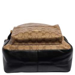 Coach Black/Beige Signature Coated Canvas and Leather Charlie Backpack