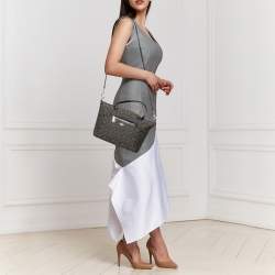 Coach Black/Grey Leather And Canvas Prairie Signature Satchel