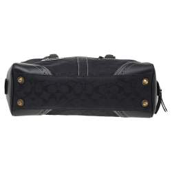 Coach Black Signature Canvas And Leather Satchel