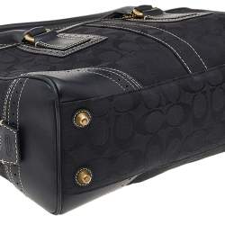 Coach Black Signature Canvas And Leather Satchel
