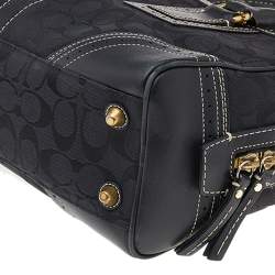 Coach Black Signature Canvas And Leather Satchel