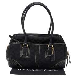 Coach Black Signature Canvas And Leather Satchel